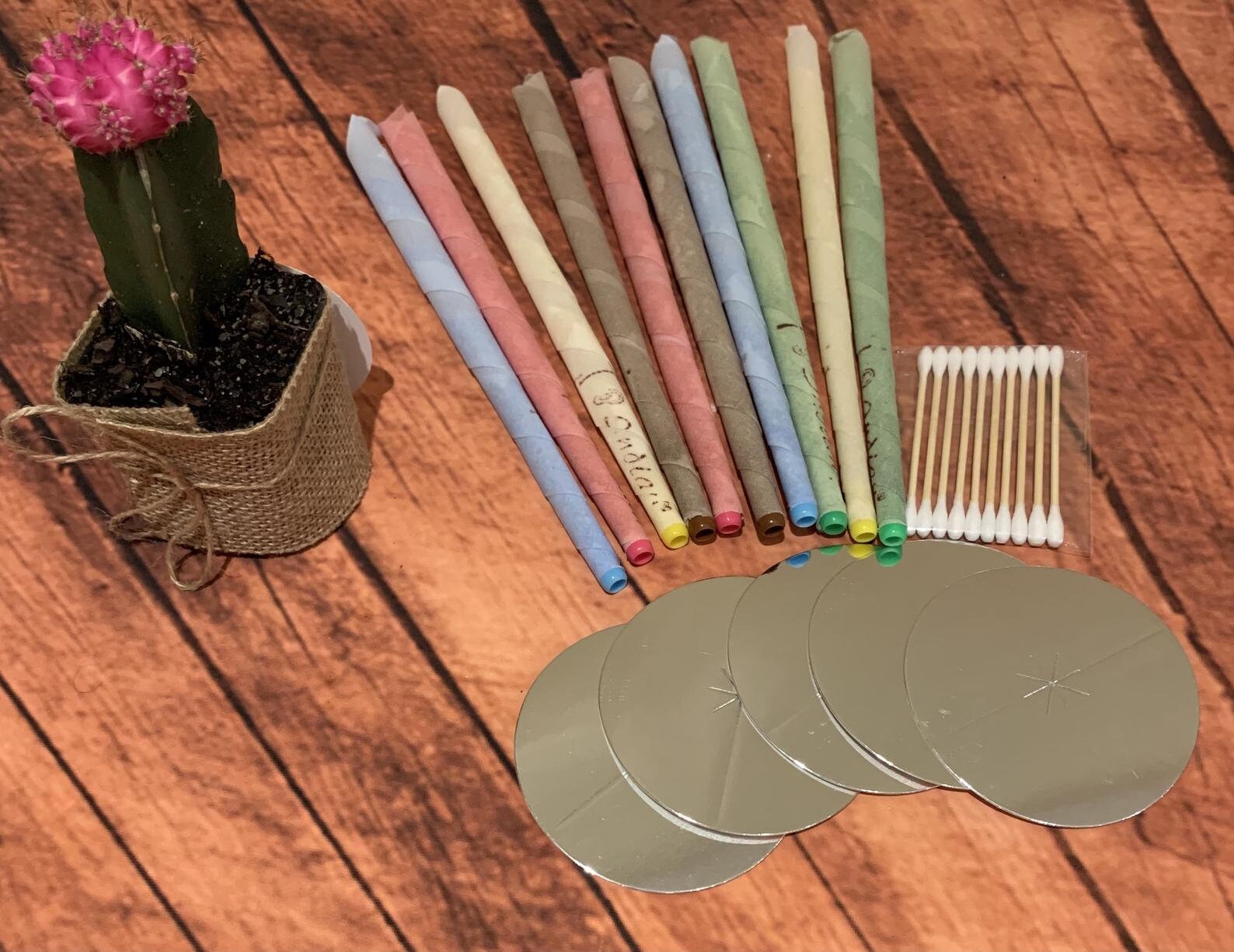 10 ear wax removal beeswax candles colorful 10 cotton swabs Etsy