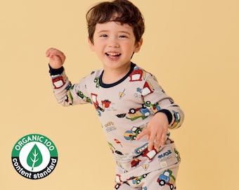 Fiream Toddler Boys Pajamas,Kids Dinosaur Toddler Pajamas Boys Garbage Truck Cotton Pajamas for Boys 2-8Y