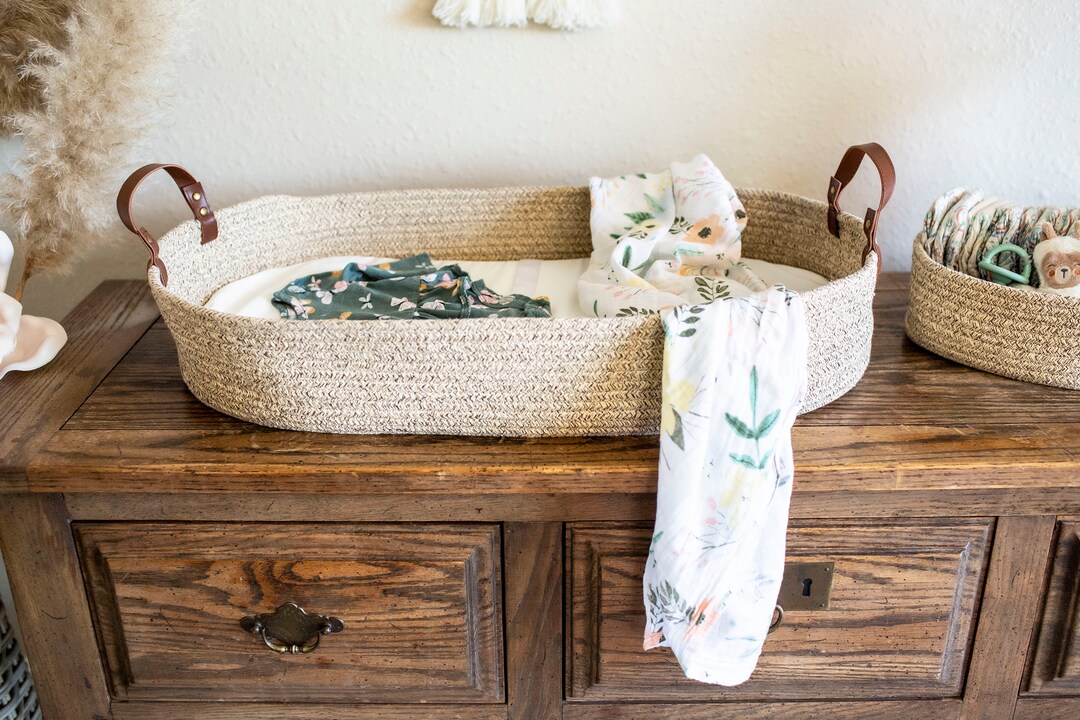 Baby Changing Basket With Waterproof Pad and Safety Straps Etsy