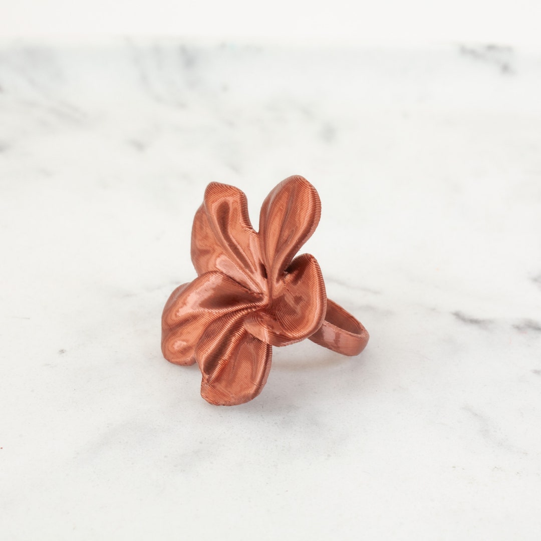 Anello Fiore Di Loto Smaltato In Argento Sterling 925 Con Giada Rossa Per Donna Aperto Regolabile - Foto 5