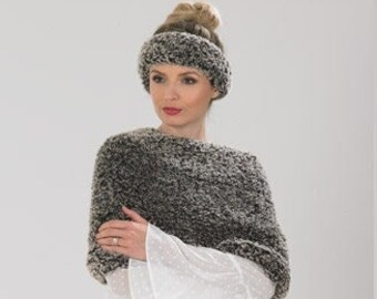 Knitting Pattern JB542 Cosy Chinchilla Various Accessories Headband/Cowl/Cape/Shoulder Cover