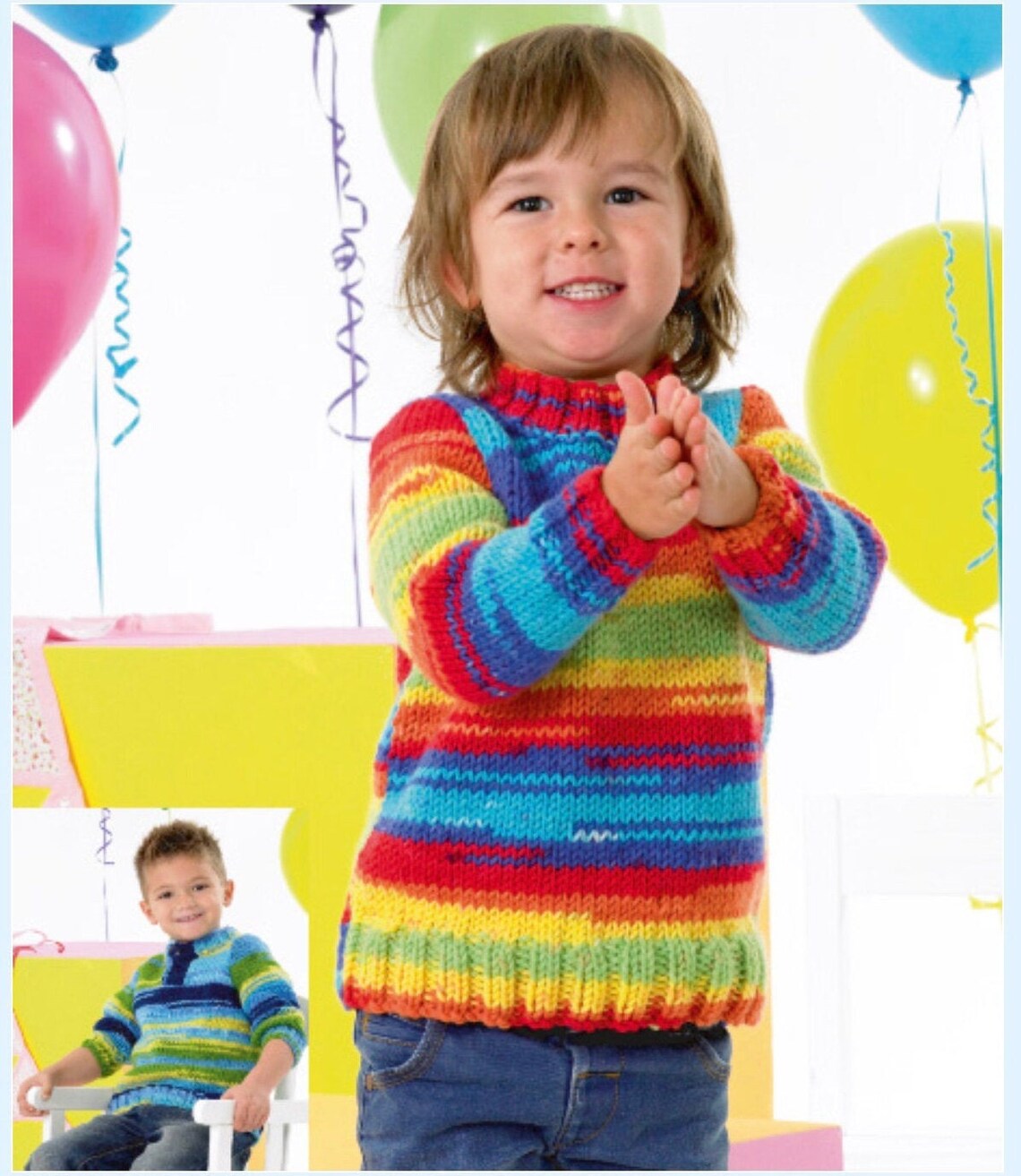 Made To Order Kiddies Hand Knit Rainbow Jumper Etsy