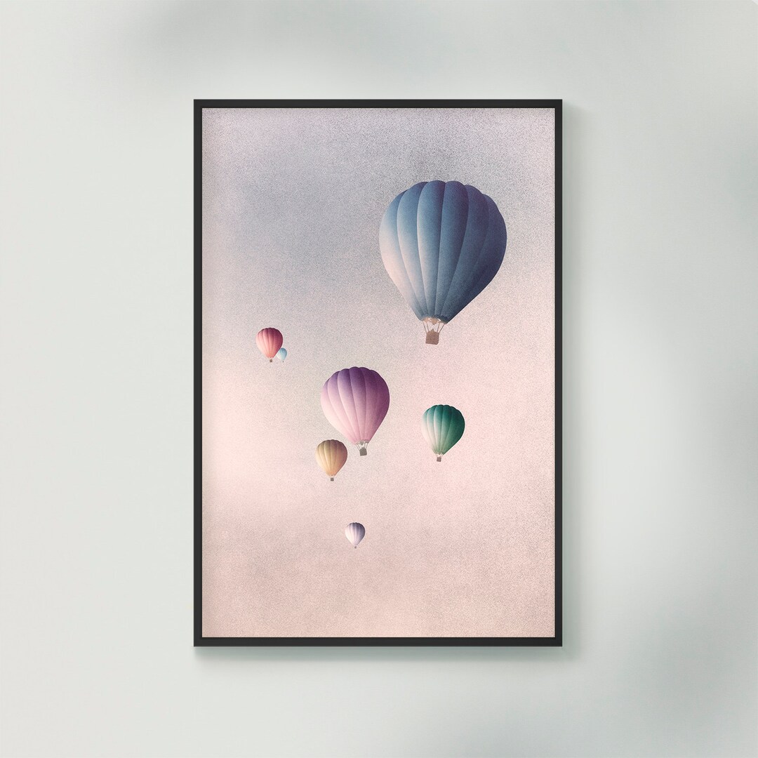 Hot Air Balloon Art Boho Wall Art Print Retro Wall Art Etsy