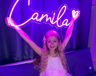 Letrero de neón personalizado / Decoración para habitaciones infantiles / Letrero de neón con nombre / Letrero de neón / Letreros de neón con luz LED / Letrero de neón para guardería / Letrero de neón para decoración de dormitorio