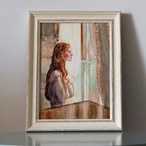 Watercolor Scene of Woman by the Window - "Inward Light" | Romantic Figurative Art | Original