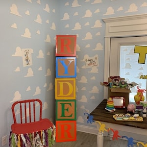 Birthday Event Bedroom Decor Blocks Imitiation Wooden Toy Block Toy Story Primary Color Event Decor