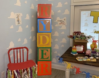 Birthday Event Bedroom Decor Blocks Imitiation Wooden Toy Block Toy Story Primary Color Event Decor