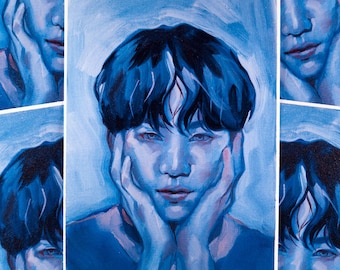 BTS Suga blue art print from oil painting