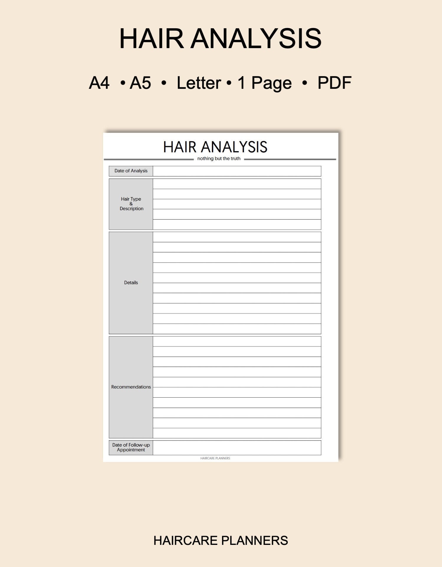 Hair Analysis Hair Profile Hair Planner Haircare Planner - Etsy