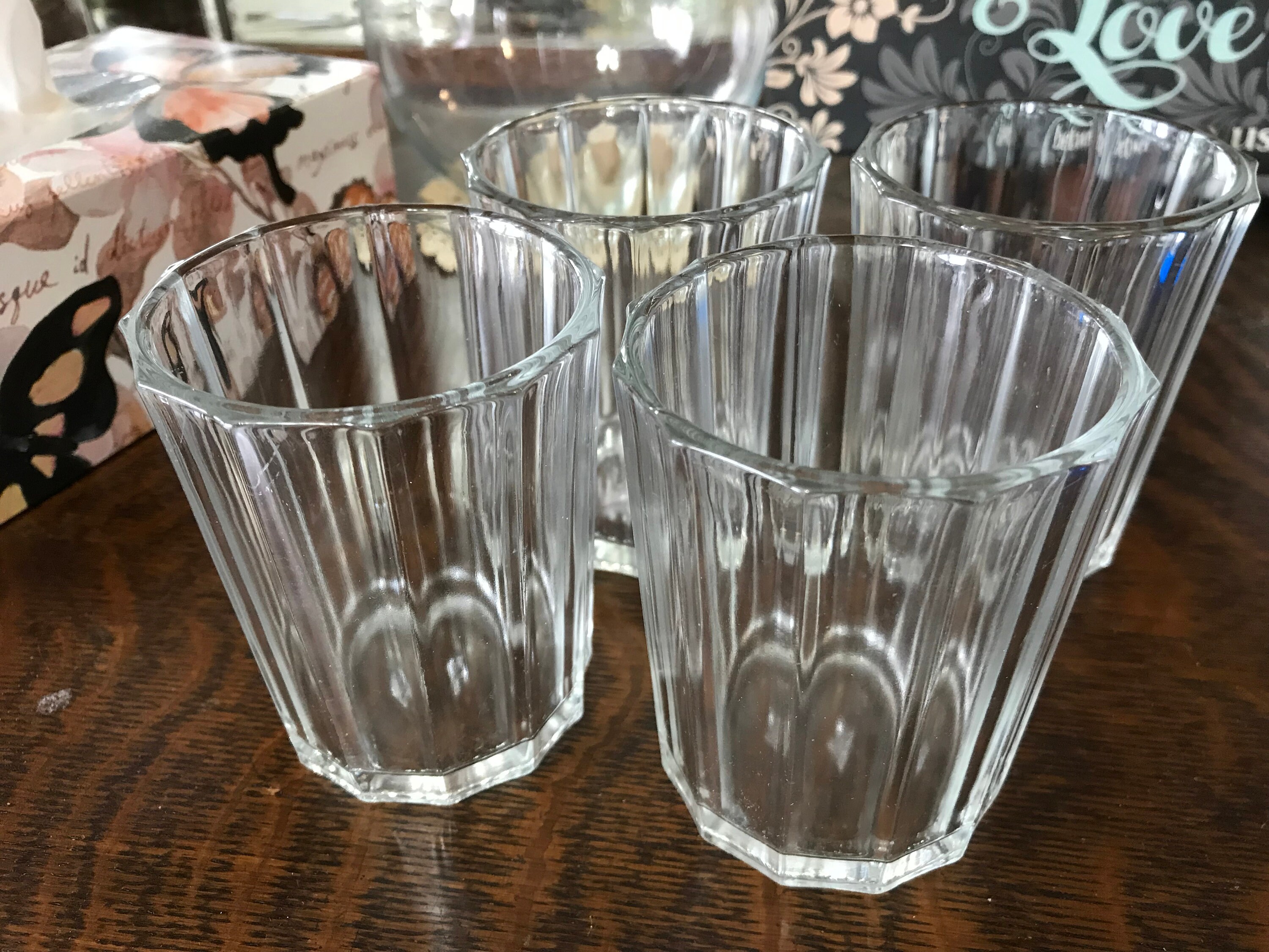 wookgreat Vintage Drinking Glasses Set of 12, Textured Clear Striped Glass  Cups, Ribbed Glassware Se…See more wookgreat Vintage Drinking Glasses Set