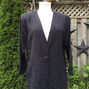Vintage Black BrocadeJacket- Women’s One Button Black Jacket- 1980s Blazer