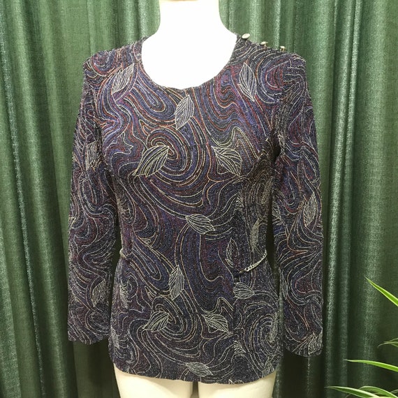 Vintage 90s Sparkly top//sparkly blouse// Y2K spa… - image 3