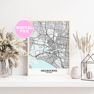 Melbourne, Victoria, Australia City Map Print, Wall Art, Digital Print, Digital Download, Print At Home