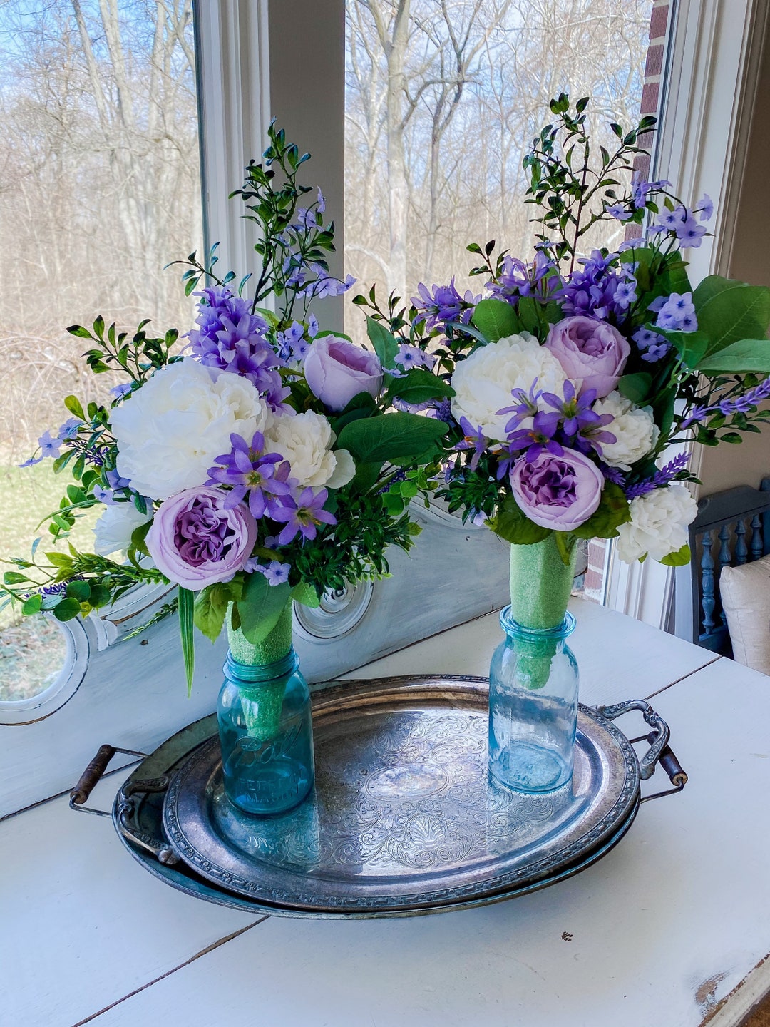 Headstone Vase Inserts Headstone Vase Arrangements Purple Etsy