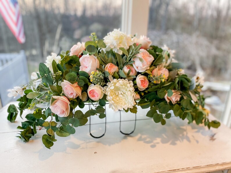 Headstone Saddle Arrangement / Summer Grave Arrangement / Etsy