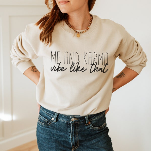 Me and Karma Vibe Like That Taylor Swift Sweatshirt, gift for swiftie fan for the eras tour, womens Unisex Heavy Blend Crewneck long sleeve