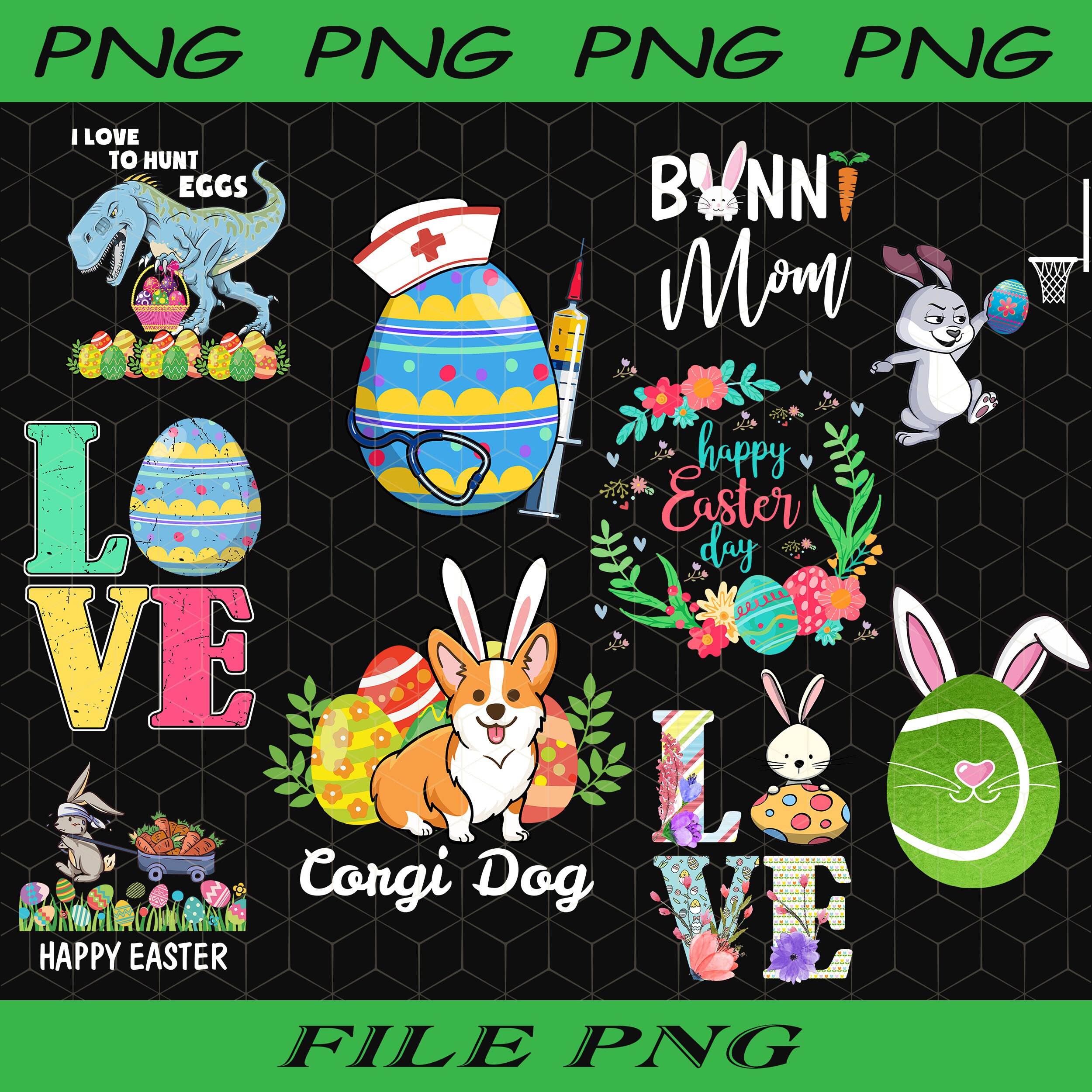 Easter Nurse RN Basket Eggs Png Happy Easter Day Cute Bunny Etsy