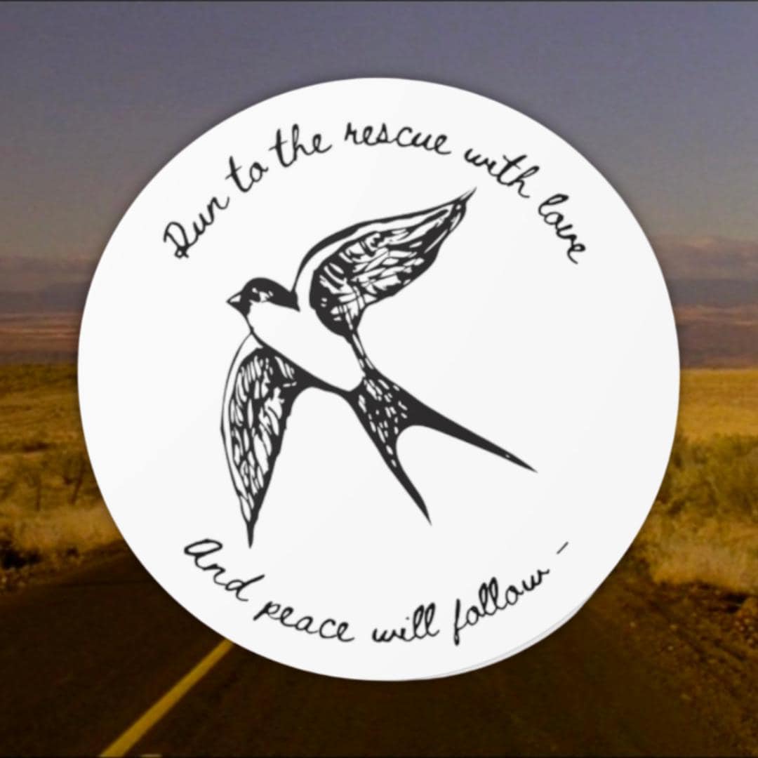 Vinyl stickers featuring the image of a swallow symbolizing rescue and hope