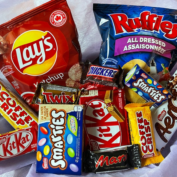 FREE SHIPPING Limited Quantities Canadian Snack Box/All Dressed chips/Ketchup chips/chocolate gift box