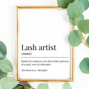 Lash Artist Definition -  Lash tech definition poster print- lash tech gift- lash tech print- beauty salon- beauty room- wall art poster