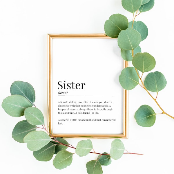 Sister definition print | sister print | gifts for sister | sister gifts | digital download | prints for your home