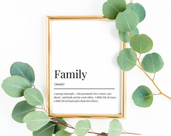 Family Definition Print | Family Prints | Quote prints | Wall art prints | Definition Prints | Love prints | Home prints | home decor |