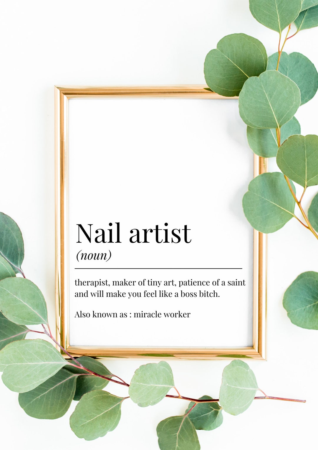 Nail Artist Nail Tech Definition Print Salon Decor Beauty Room Nail