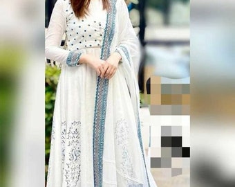 white anarkali design