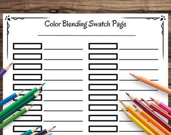 PRINTABLE Blank Color Chart - 72 Color Swatch Page for Gel Pens ...