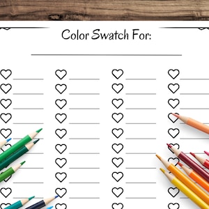 PRINTABLE Blank Color Chart - 72 Color Swatch Page for Gel Pens, Markers, Colored Pencils, Fine Tip Markers Adult Coloring Swatch Page