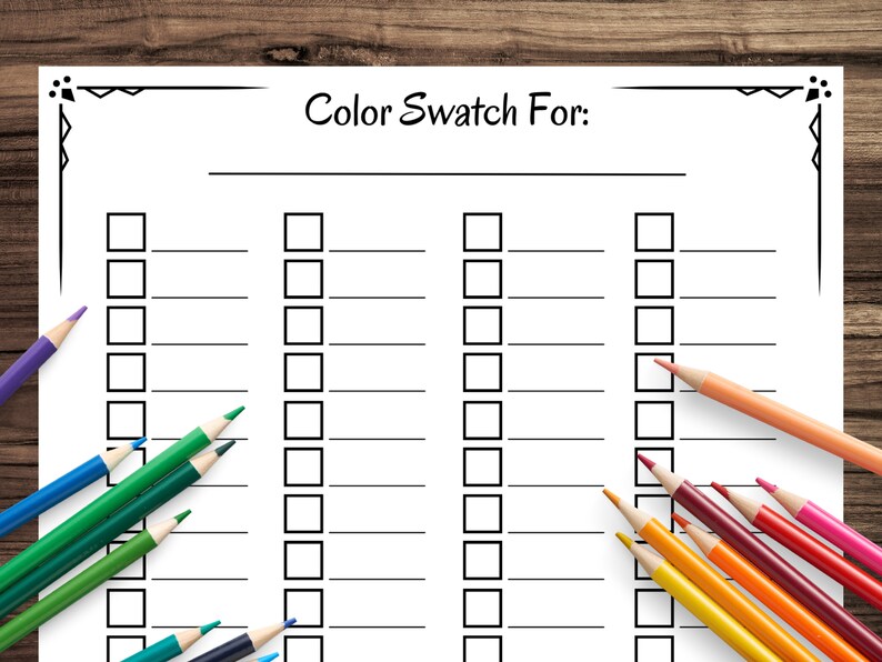 PRINTABLE Blank Color Chart 72 Color Swatch Page for Gel Pens, Markers ...