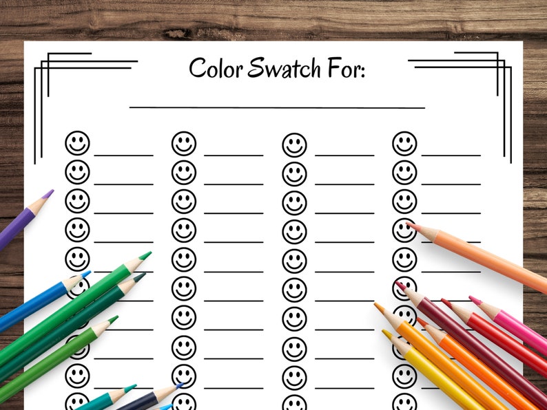 PRINTABLE Blank Color Chart 72 Color Swatch Page for Gel Pens, Markers ...
