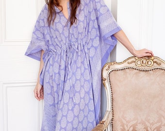 cotton light weight summer wear beach wear dress Hand Block floral print women/'s kaftan maxi Gown nightwear