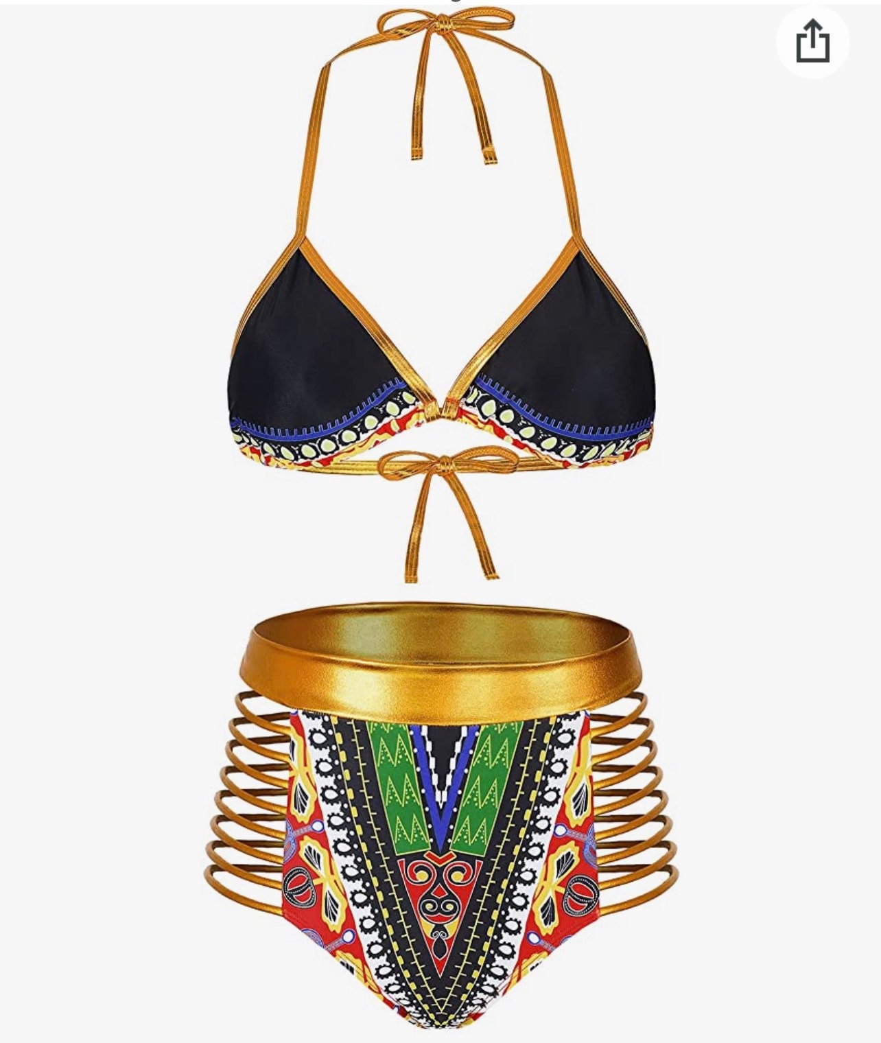 Royal Women Tribal Print Bikini African Metallic Swimsuit Two | Etsy