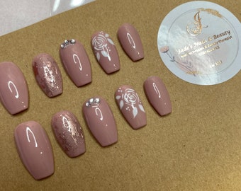 Rose Gold Coffin Nails Etsy