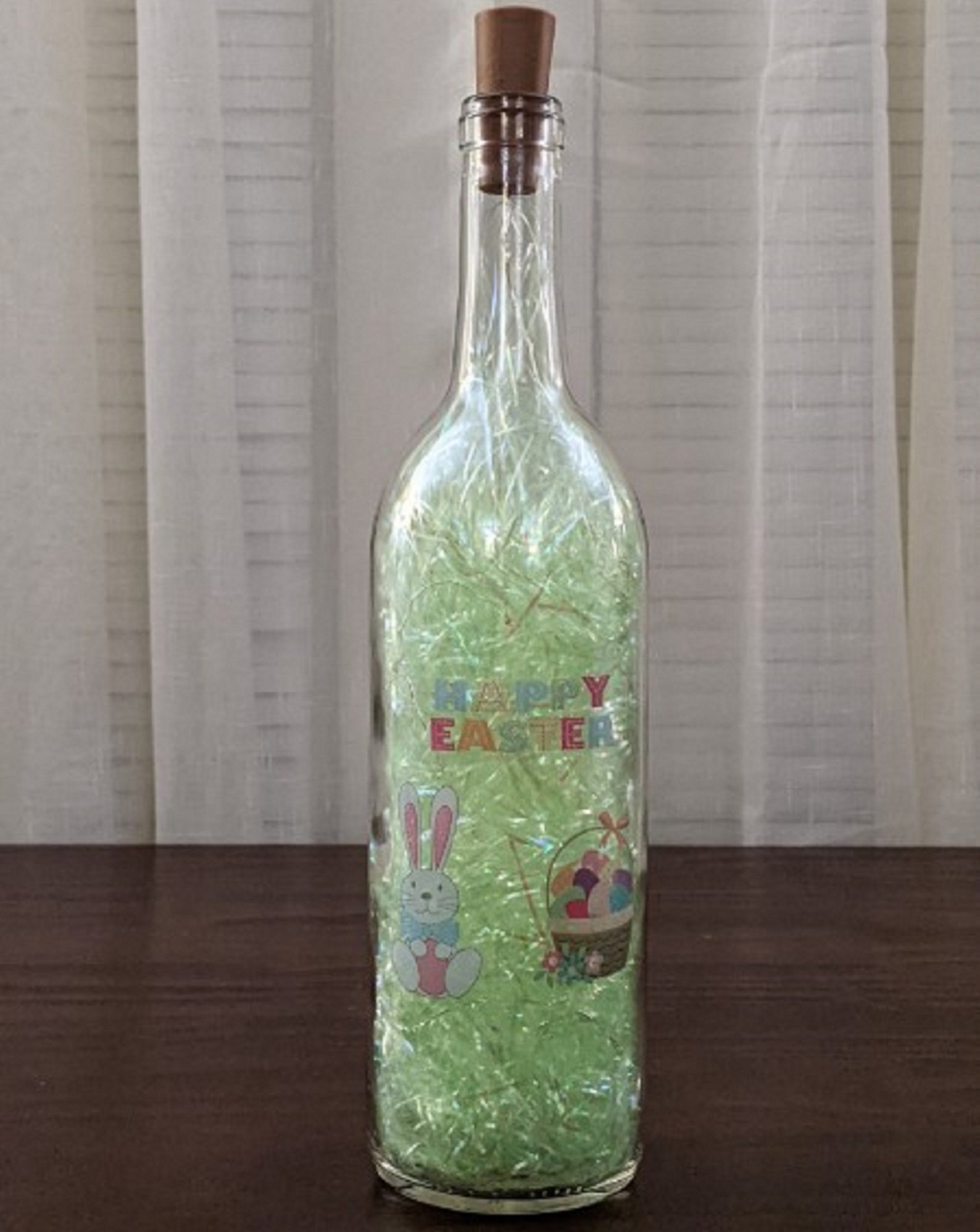 Happy Easter Wine Bottle With Easter Grass and MultiColor Etsy