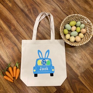 Personalized Easter Boy Truck Tote, Boy Easter Tote, Bunny Truck Tote, Personalized Easter Tote, Easter Gift, Easter Basket Alternative