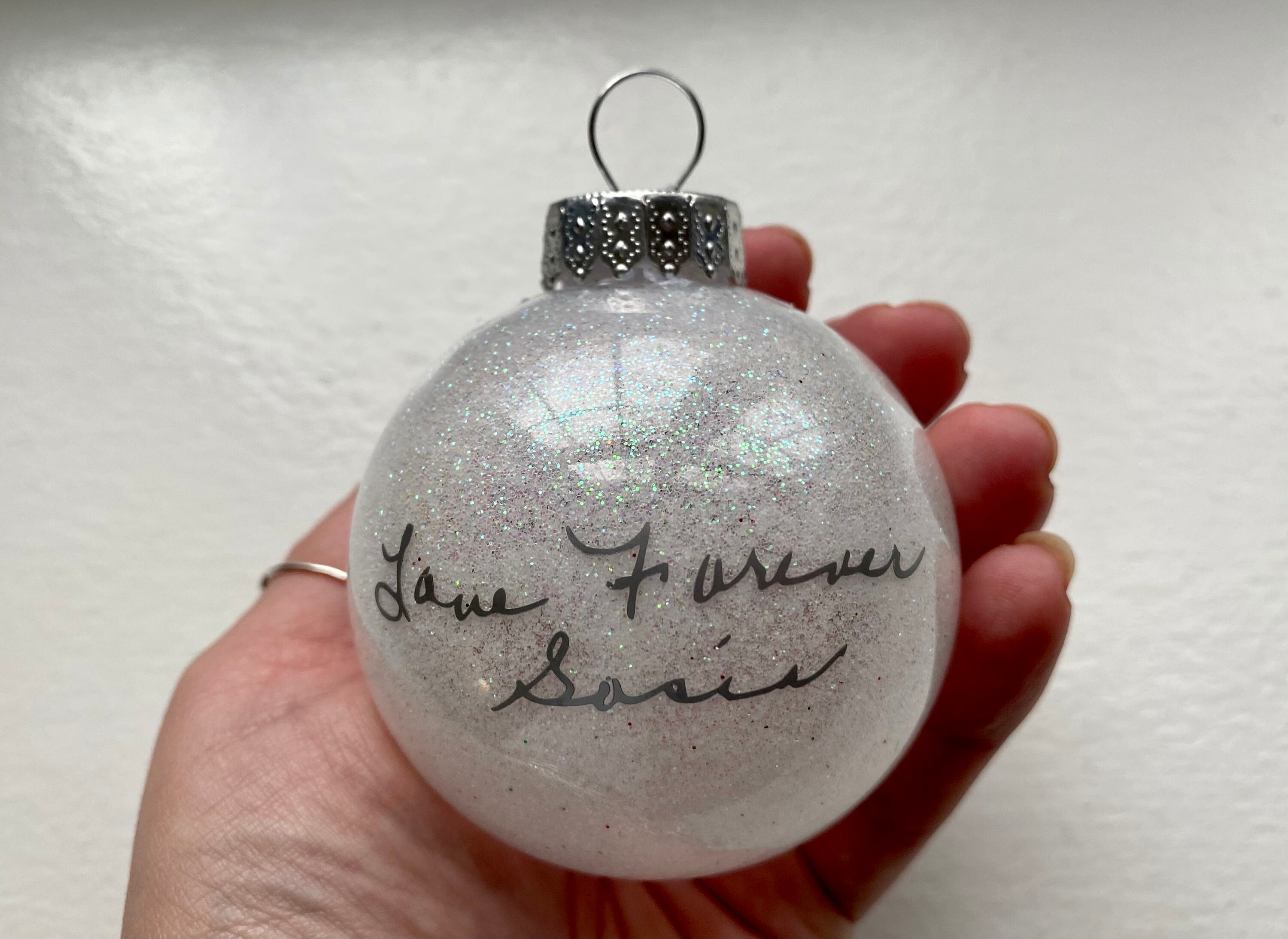 Gifts for Him Gifts for Her Customized Ornaments Memorial Gift Remembrance Gift Handwriting Ornaments Glitter Personalized Ornaments