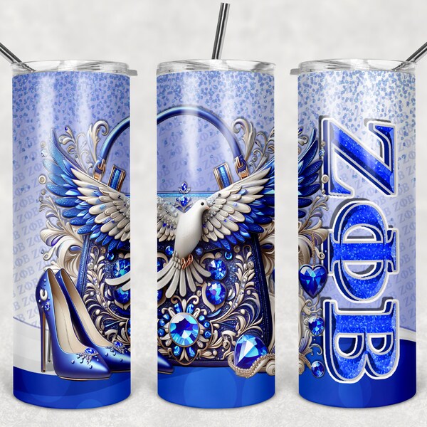 Sorority Tumbler Wrap for Sublimation png 20 ounce - Zeta Phi Beta