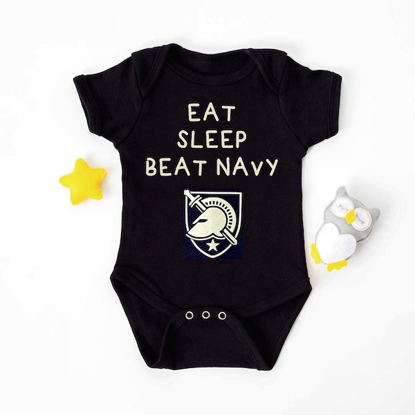 Army West Point Baby Shirt - Eat Sleep Beat Navy