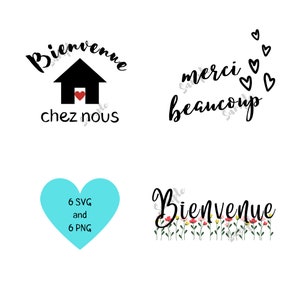 Bienvenue - Merci - Welkom - Bedankt - PNG SVG voor crafting en cutting