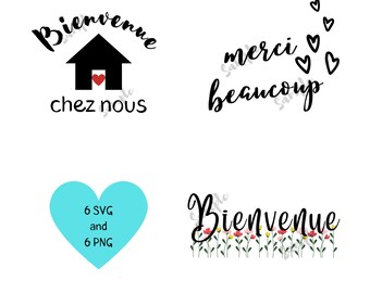 Bienvenue - Merci - Welcome - Thank You - PNG SVG for Crafting and Cutting