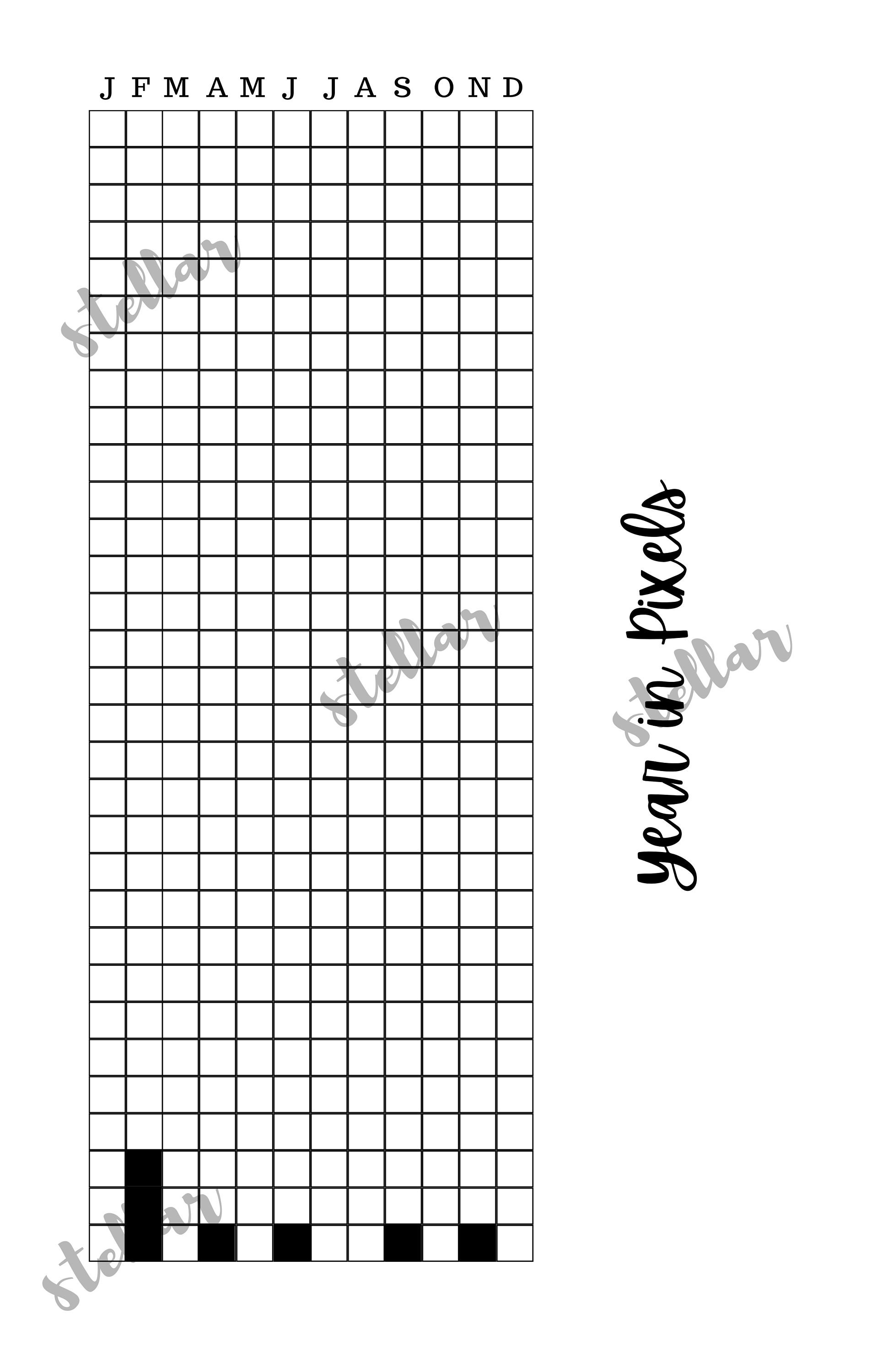 PDF I Printable Year in Pixels Bullet Journal Spread - Etsy