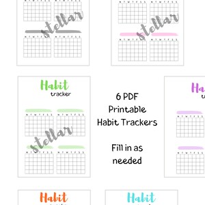 PDF I  Printable Bright Habit Tracker Bullet Journal Spreads