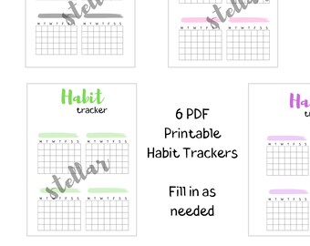 PDF I  Printable Bright Habit Tracker Bullet Journal Spreads