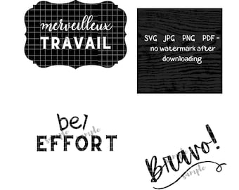 Bravo - Bel Effort - Teaching French - SVG PNG Bundle for Crafting and Cutting Machines