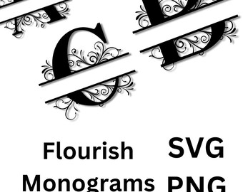 Flourish Monograms - SVG PNG JPG Pdf - Crafting and Cutting
