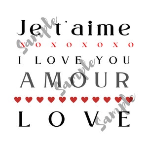 Je t'aime - I love you - PNG SVG zum Drucken und Schneiden