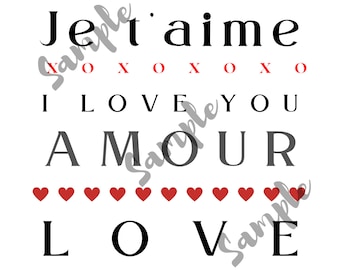 Je t'aime - I love you - PNG SVG for printing and cutting