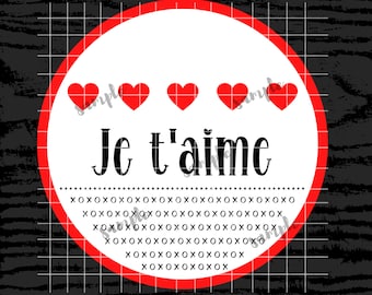 Je t'aime - I love you  - Printable Instant Digital Files | png svg pdf jpg | French